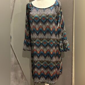 Uncle Frank dress 3/4 sleeves LG Multicolor Silky feel LNWOT Comfy and pretty